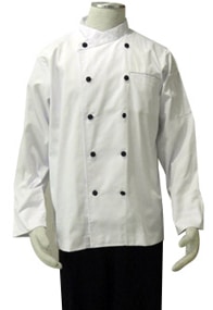 White Polycotton Long Sleeve Chef's Jacket