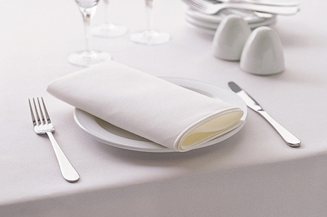 Clean white table linens