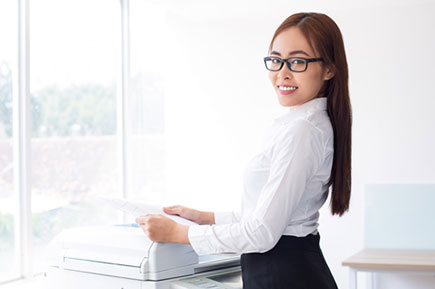 Smiling asian female employee