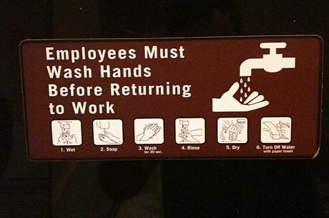 Employee must wash hands before returning to work