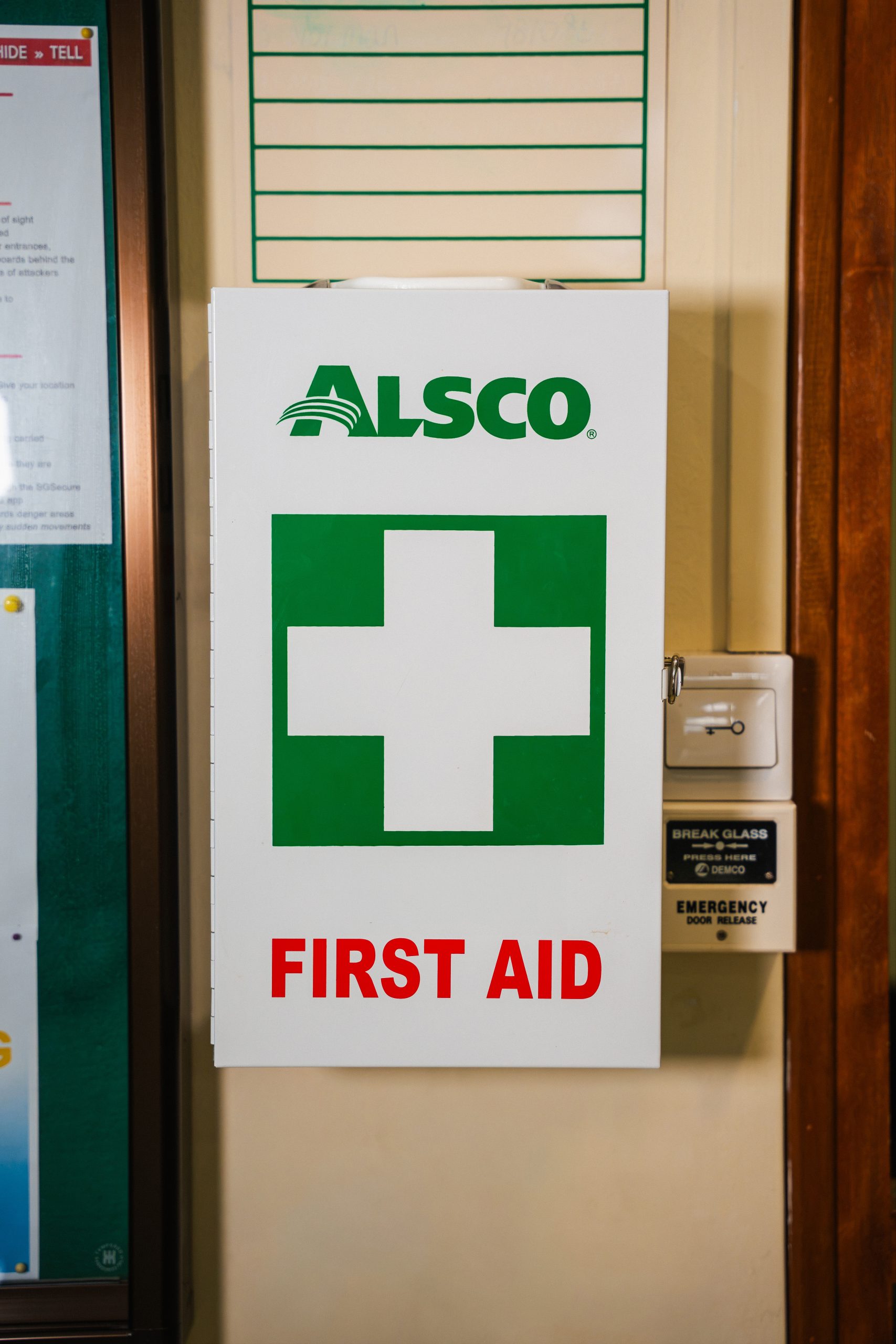 Organised first aid supplies managed by Alsco Uniforms Singapore