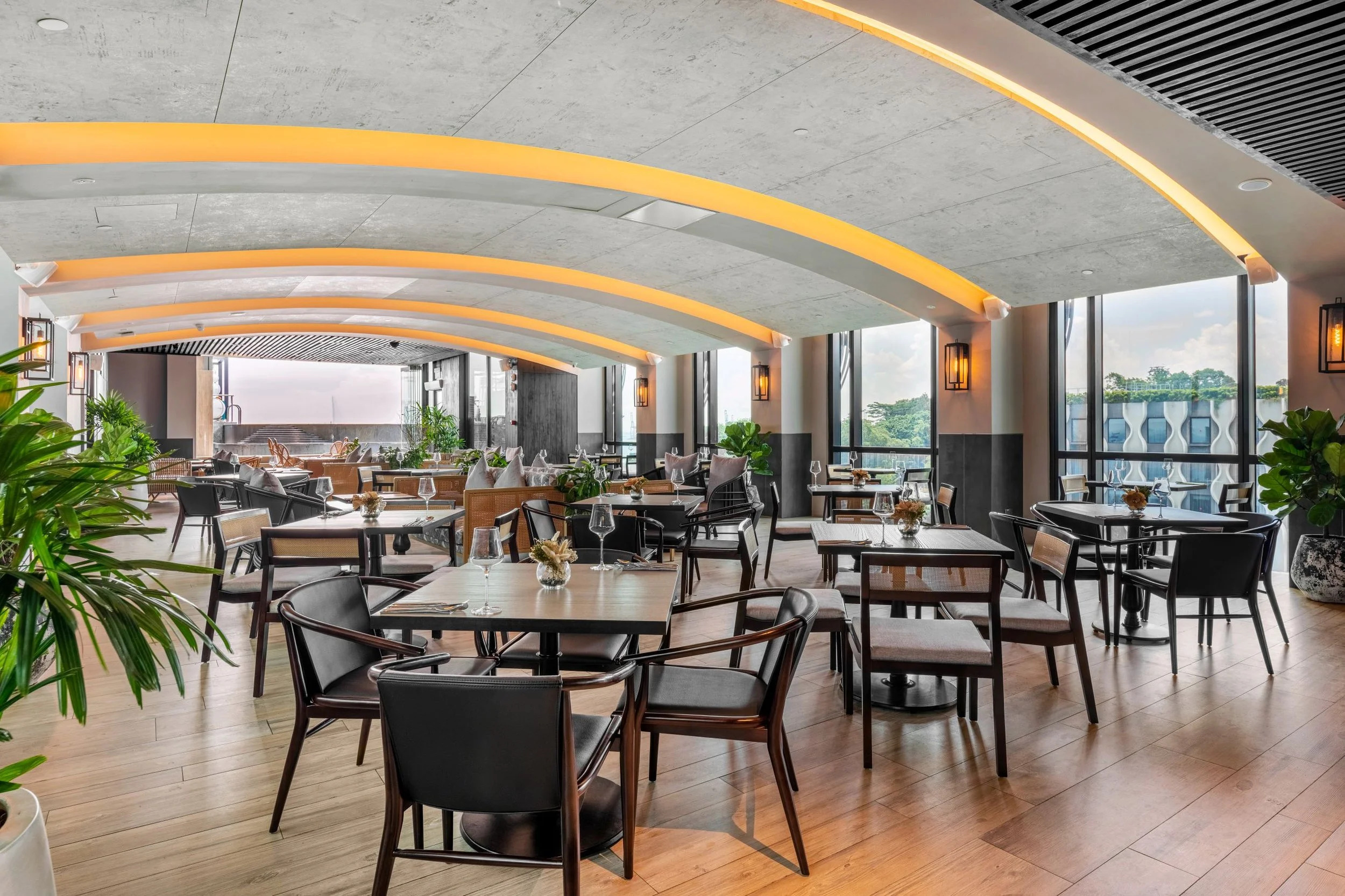 Sol & Ora rooftop restaurant overlooking Sentosa